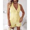 imageCHICME Womens Summer 2 Piece Sets Casual Business Halter Sleeveless Button Down Vest Shorts Matching SetsAyellow