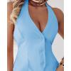 imageCHICME Womens Summer 2 Piece Sets Casual Business Halter Sleeveless Button Down Vest Shorts Matching SetsSky Blue