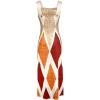 imageCHICME Womens Summer Maxi Dress Casual Thick Strap Square Neck Boho Sundress Split Vacation Dresses with PocketsAmulticolor