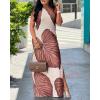 imageCHICME Womens Summer Maxi Dress Casual Thick Strap Square Neck Boho Sundress Split Vacation Dresses with PocketsDark Brown