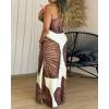 imageCHICME Womens Summer Maxi Dress Casual Thick Strap Square Neck Boho Sundress Split Vacation Dresses with PocketsDark Brown