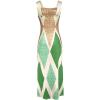imageCHICME Womens Summer Maxi Dress Casual Thick Strap Square Neck Boho Sundress Split Vacation Dresses with PocketsGreen