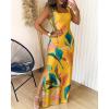 imageCHICME Womens Summer Maxi Dress Casual Thick Strap Square Neck Boho Sundress Split Vacation Dresses with PocketsYellow