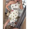 imageCHICME Womens Summer Maxi Dress Off The Shoulder Tropical Print Flutter Sleeve Beach Dress SundressesAbeige