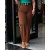 imageCHICME Work Pants for Women High Waist Straight Leg Work Pants Business Casual TrousersBrown