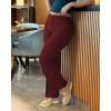imageCHICME Work Pants for Women High Waist Straight Leg Work Pants Business Casual TrousersWine Red