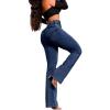 imageCHICME Womens High Waisted Jeans Stretchy Bootcut Pants with Elastic Waistband Denim Pants for WomenDark Blue