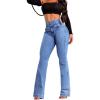 imageCHICME Womens High Waisted Jeans Stretchy Bootcut Pants with Elastic Waistband Denim Pants for WomenLighted Blue