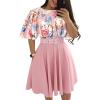 imageCHICME Womens Summer 2 Piece Outfits Floral Waist Shirred Crop Top and A Line Mini Skirt Set Dressy Casual OutfitsPink