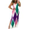 imageCHICME Womens Summer Maxi Dress Casual Thick Strap Square Neck Boho Sundress Split Vacation Dresses with PocketsPink