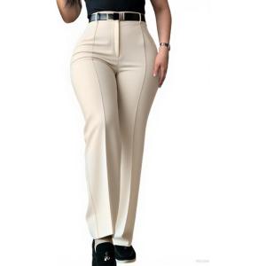imageCHICME Work Pants for Women High Waist Straight Leg Work Pants Business Casual TrousersApricot