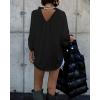 imageCHICME 2025 Womens Blouses Button Down Shirts Long Sleeve Loose Fit Casual Blouse Pocket with V Back Metal ChainBlack