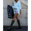 imageCHICME 2025 Womens Blouses Button Down Shirts Long Sleeve Loose Fit Casual Blouse Pocket with V Back Metal ChainLighted Blue
