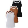 imageCHICME BEST SHOPPING DEALS Chic Me 3 Piece Womens Sleeveless Color Block Tank Tops Basic Cami Shirt and Tank BlousesBrown Black Light Brown