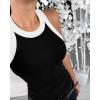 imageCHICME BEST SHOPPING DEALS Chic Me 3 Piece Womens Sleeveless Color Block Tank Tops Basic Cami Shirt and Tank BlousesBrown Black Light Brown