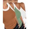 imageCHICME BEST SHOPPING DEALS Chic Me 3 Piece Womens Sleeveless Color Block Tank Tops Basic Cami Shirt and Tank BlousesBrown Green Light Brown