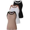 imageCHICME BEST SHOPPING DEALS Chic Me 3 Piece Womens Sleeveless Color Block Tank Tops Basic Cami Shirt and Tank BlousesBrown Green Light Brown
