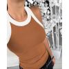 imageCHICME BEST SHOPPING DEALS Chic Me 3 Piece Womens Sleeveless Color Block Tank Tops Basic Cami Shirt and Tank BlousesBrown Green Light Brown