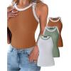 imageCHICME BEST SHOPPING DEALS Chic Me 3 Piece Womens Sleeveless Color Block Tank Tops Basic Cami Shirt and Tank BlousesBrown Green Light Brown