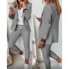 imageCHICME Womens 2 Piece Suiting 2025 Plaid Print Notched Collar BlazerampampDrawstring Pants Set Casual Business OutfitsDark Grey