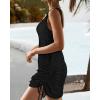 imageCHICME Womens Crochet Dresses Round Neck Sleeveles Knitted Dress Casual Backless Vacation Mini DressBlack