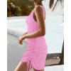 imageCHICME Womens Crochet Dresses Round Neck Sleeveles Knitted Dress Casual Backless Vacation Mini DressHot Pink