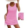 imageCHICME Womens Crochet Dresses Round Neck Sleeveles Knitted Dress Casual Backless Vacation Mini DressHot Pink