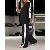 imageCHICME 2025 Womens Two Piece Outfits Striped Side Button Blazer and Pants with Pockets Sets Business Casual Pant Suits SetBlack