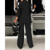 imageCHICME 2025 Womens Two Piece Outfits Striped Side Button Blazer and Pants with Pockets Sets Business Casual Pant Suits SetBlack