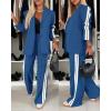 imageCHICME 2025 Womens Two Piece Outfits Striped Side Button Blazer and Pants with Pockets Sets Business Casual Pant Suits SetDark Blue