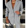 imageCHICME 2025 Womens Two Piece Outfits Striped Side Button Blazer and Pants with Pockets Sets Business Casual Pant Suits SetLight Gray
