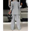 imageCHICME 2025 Womens Two Piece Outfits Striped Side Button Blazer and Pants with Pockets Sets Business Casual Pant Suits SetLight Gray