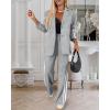 imageCHICME 2025 Womens Two Piece Outfits Striped Side Button Blazer and Pants with Pockets Sets Business Casual Pant Suits SetLight Gray