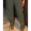 imageCHICME Women High Waist Pants Casual Wide Leg Pants with Pockets Buckle Cuffed Cargo PantsArmy Green