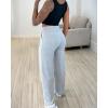imageCHICME Womens Casual 2025 High Waisted Lounge Pants with Pockets Comfy Drawstring Wide Leg Sweatpants TrousersGray