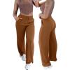 imageCHICME Womens Casual 2025 High Waisted Lounge Pants with Pockets Comfy Drawstring Wide Leg Sweatpants TrousersKhaki