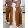 imageCHICME Womens Casual 2025 High Waisted Lounge Pants with Pockets Comfy Drawstring Wide Leg Sweatpants TrousersKhaki