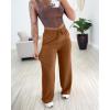 imageCHICME Womens Casual 2025 High Waisted Lounge Pants with Pockets Comfy Drawstring Wide Leg Sweatpants TrousersKhaki