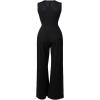imageCHICME Womens One Piece Jumpsuit Rhinestone Cutout Ruched Wide Leg Jumpsuit Overall Long PantsBlack