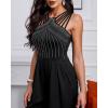 imageCHICME Womens One Piece Jumpsuit Rhinestone Cutout Ruched Wide Leg Jumpsuit Overall Long PantsBlack