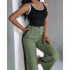 imageWomens 2 Piece Outfits Summer Casual Sleeveless U Neck Slim Fit Tops and Striped Wide Leg Pants Lounge SetArmy Green