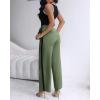imageWomens 2 Piece Outfits Summer Casual Sleeveless U Neck Slim Fit Tops and Striped Wide Leg Pants Lounge SetArmy Green
