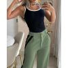 imageWomens 2 Piece Outfits Summer Casual Sleeveless U Neck Slim Fit Tops and Striped Wide Leg Pants Lounge SetArmy Green