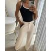 imageWomens 2 Piece Outfits Summer Casual Sleeveless U Neck Slim Fit Tops and Striped Wide Leg Pants Lounge SetBlack