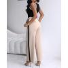 imageWomens 2 Piece Outfits Summer Casual Sleeveless U Neck Slim Fit Tops and Striped Wide Leg Pants Lounge SetBlack