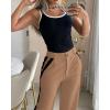 imageWomens 2 Piece Outfits Summer Casual Sleeveless U Neck Slim Fit Tops and Striped Wide Leg Pants Lounge SetBrown