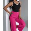 imageWomens 2 Piece Outfits Summer Casual Sleeveless U Neck Slim Fit Tops and Striped Wide Leg Pants Lounge SetHot Pink