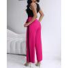 imageWomens 2 Piece Outfits Summer Casual Sleeveless U Neck Slim Fit Tops and Striped Wide Leg Pants Lounge SetHot Pink