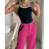 imageWomens 2 Piece Outfits Summer Casual Sleeveless U Neck Slim Fit Tops and Striped Wide Leg Pants Lounge SetHot Pink