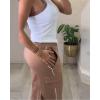 imageWomens 2 Piece Outfits Summer Casual Sleeveless U Neck Slim Fit Tops and Striped Wide Leg Pants Lounge SetKhaki1